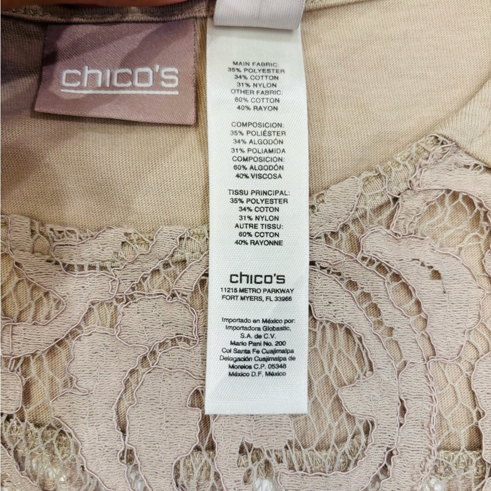Chico's Lace Top in Taupe and Beige size 8 mint condition - Picture 5 of 8